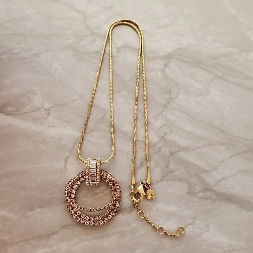 ✨ J.Crew snake Chain Rhinesontes Crystals Hoops Pendant Statement Necklace ✨